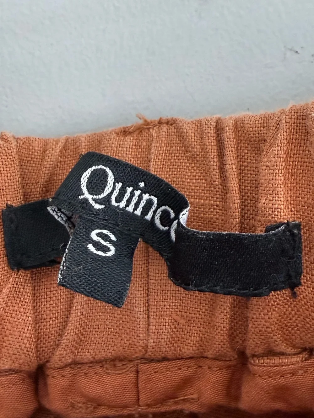 Quince 100% European Linen Pants Terracotta Rust Lagenlook Easy Pull-On Small S